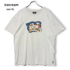 アイスクリーム ICECREAM 綿100% コットン Tシャツ 半袖 カットソー ビッグシルエット オーバーサイズ クルーネック 白 ホワイト XL メンズ ユニセックス 男女兼用 大きいサイズ ストリート スケーター アメカジ プリント レア 古着のサムネイル