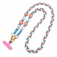 [NOELAMOUR] スマホショルダー ストラップ 花柄 太め 斜めがけ 編み込み スマホストラップ 120cm 首掛け (デザインA) [デザインA]のサムネイル