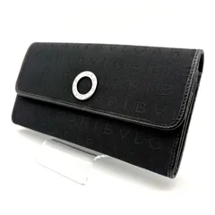 【 極美品 】BVLGARI　ブルガリ　ロゴマニア　レッタレ　フラップ長財布　キャンバス　ブラックのサムネイル