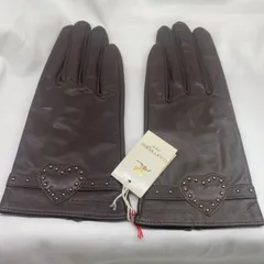 未使用　クレージュ　courreges 革手袋　レザーグローブ　ハート柄　レディース　牛革　グローブ　ブラウン　防寒のサムネイル