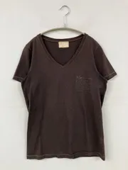FACTOTUM ファクトタム Tシャツ/カットソー 44 ブラウン 無地 前面プリント ミドル丈 半袖 Vネック メンズのサムネイル