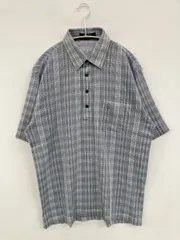 GIANNI VALENTINO ジャンニバレンチノ ポロシャツ M グレー チェック柄 半袖 メンズのサムネイル