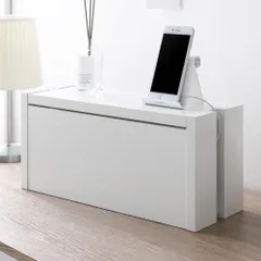 RASIK ケーブルボックス 配線隠し コード 収納 卓上タイプ 幅40cm ホワイト コンセントボックス 電源タップ ゲーム機収納 整理 カバー Nelio ネリオｍａのサムネイル