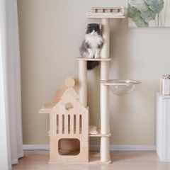 sumika 突っ張り型木製キャットタワー ハイエンドモデル コットン