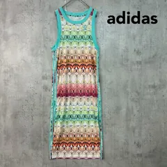 adidas Originals アディダスオリジナルス サイズなし ファームカンパニー コラボ 蝶 バタフライ 総柄 ワンピース スカイブルー タンクドレス ノースリーブ タイト ロング マキシ丈 スリーストライプス 3本線 スポーツカジュアル ★ ■◆のサムネイル