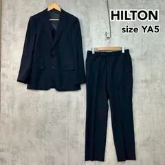 HILTON ヒルトン YA5 セットアップスーツ ネイビー ストライプ 2ボタン センターベント ウール100％ 総裏地 高級紳士服 ビジネス フォーマル 通勤 卒業式 入学式 式典 面接 就活 冠婚葬祭 結婚式 パーティー 披露宴 ★ ■■のサムネイル