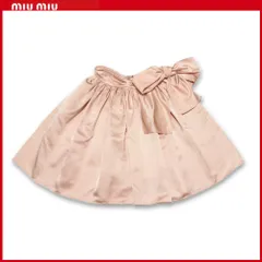 新品ミュウミュウmiu miuシルクフレアスカート リボン ピンク40のサムネイル