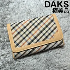 【未使用】DAKS ダックス 二つ折り財布 レザー チェック柄のサムネイル