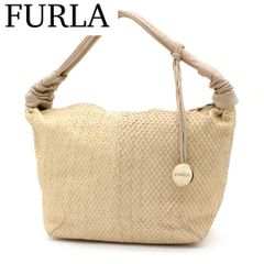 ほぼ美品 FURLA メタルチャーム 本革 ハンドバッグ トートバッグ 