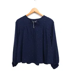 シュープリームララ Supreme.La.La. Supreme LaLa タグ付き ラインストーン付き ブラウス 長袖 リボン シフォン M ネイビー 紺 /FT27のサムネイル