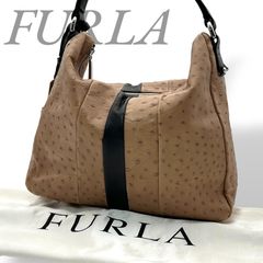 フルラ ワンショルダーバッグ ハラコ ゼブラ レザー 濃茶 チャーム