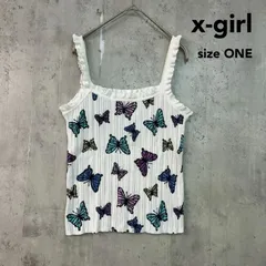 x-girl エックスガール ONE SIZE バタフライ柄リブニットキャミソール ホワイト 蝶々 総柄 トップス ノースリーブ おしゃれ 可愛い 人気 トレンド カジュアル ガーリー ストリートコーデ インナー 重ね着 ★ ■◆のサムネイル