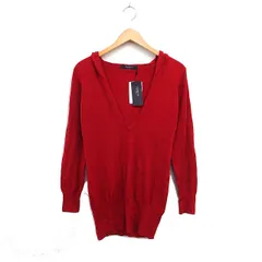 プレミアム バイ ビッキー PREMIUM BY VICKY タグ付き フーデッド ニット セーター 長袖 ロング丈 無地 ウール混 2 レッド 赤 /FT3のサムネイル