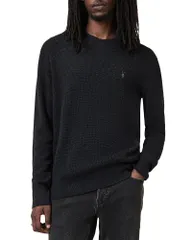 オールセインツ メンズ アウター ニット・セーター クルーネック ALLSAINTS Waffle Crewneck Sweater Cinder Black ブラックのサムネイル