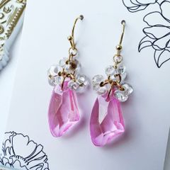14KGF＊可愛い桜カット＊ピンクカルセドニーとピンクトパーズのピアス