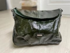 完売品HINCNUNC/MIKUグリーン ワンハンドルショルダーレザーバッグ
