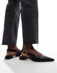 エイソス レディース シューズ パンプス ASOS DESIGN Leonora slingback ballet flats Black ブラックのサムネイル