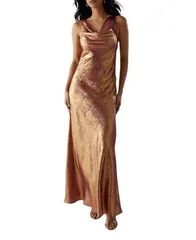 ウエアハウス レディース トップス ワンピース トール マキシ Warehouse Metallic Lame Cowl Neck Maxi Dress Magenta マゼンタのサムネイル