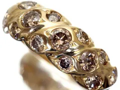 【ジュエリー極】ジュエリーマキ ツイストデザイン輝く！良質天然ブラウンダイヤモンド1.06ct 高級K18YGリング h8698kz【送料無料】のサムネイル