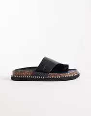 エイソス レディース シューズ サンダル ASOS DESIGN Floris toe loop flat sandals croc BLACK CROC ブラックのサムネイル