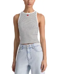 アリスアンドオリビア レディース トップス タンクトップ 刺繍 Alice and Oliviallen Embroidered Tank Top Off WhiteBlack Stripe オフホワのサムネイル