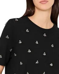 ミリー レディース トップス シャツ クルーネック MILLY Rosalyn Rhinestonembellished Crewneck Top Black ブラックのサムネイル