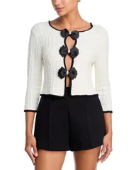 アリスアンドオリビア レディース アウター カーディガン ニット Alice and Oliviakira Boucl Knit Cardigan Soft White Black ホワイトのサムネイル