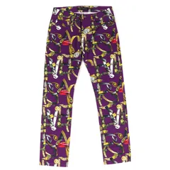 【ドンドン見直し】美品△VERSACE ヴェルサーチ コットン バロック柄 メデューサモチーフ カラー デニムパンツ パープル マルチカラー 31のサムネイル