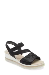 ガボール レディース シューズ ヒール アシンメトリー サンダル Gabor Asymmetric Wedge Strappy Sandal Black ブラックのサムネイル