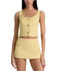 アリスアンドオリビア レディース トップス シャツイード クロップド Alice and Olivia Shila Tweed Cropped Top Butterのサムネイル