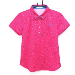 【美品】フェアリーパウダー 半袖ポロシャツ ピンク×ライトブルー 紙飛行機総柄 レディース 3(L) ゴルフウェア FAIRY POWDERのサムネイル