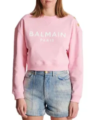 バルマン レディース アウター パーカー・スウェット プリント シャツ Printed Balmain Parisweatshirt Pink ピンクのサムネイル