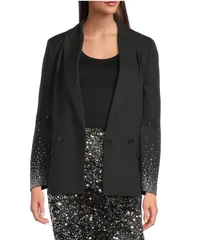 マレーラ レディース アウター コート ジャケット Marella Burano Embellished Peak Lapelong Sleeve Jacket Black ブラックのサムネイル