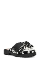 ベッツィジョンソン レディース シューズ パンプス Betsey Johnson Gladdys Bow Mule Black White Flower ホワイトのサムネイル