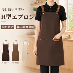 エプロン H型 撥水 かぶるだけ 大きめ 男女兼用 保育士 カフェ 無地 ワンピース おしゃれ メンズ レディース 業務用 黒 軽い 肩紐 落ちないのサムネイル