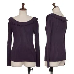 ジャンポールゴルチエファムJean Paul GAULTIER FEMME ウールフリルネックリブニットセーター 紫40のサムネイル