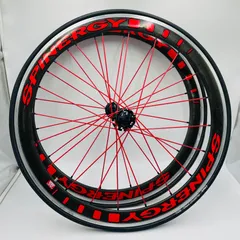 【ジャンク品】SPINERGY/カーボンディープリムホイール/前後セット/赤スポーク/現状品のサムネイル