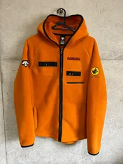 Y【Y12-50】☆ DESCENTE　 Lサイズ　フード付きジップアップフリースジャケット　オレンジ色のサムネイル