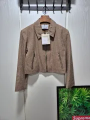 (セール)(新品) スタイルナンダ 麻混 ジッパージャケット ブラウンのサムネイル