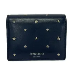 JIMMY CHOO(ジミーチュウ) 2つ折り財布 - ネイビー スタッズ/ホログラムシールあり レザーのサムネイル