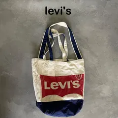 【k-606】Levi’s リーバイス トートバッグ キャンバスバッグ ビッグロゴ 2WAY ショルダーバッグ A4収納可 ネイビー ホワイト 人気のサムネイル