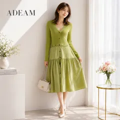 参考価格126,500円【FOXEY EXPRESS掲載商品 / 2WAY仕様】FOXEY ADEAM 41602 / アディアム コンバーチブルニットドレス マッチャ サイズ０ コーディネートに合わせて着回し 通勤  学校行事 お食事会 お出かけ デイリーのサムネイル