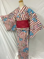 【未使用品】　匿名配送　撫松庵　レディース　浴衣　浴衣　ブランド浴衣　あやめ　金魚　白　赤　Mサイズ　gのサムネイル
