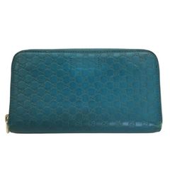 GUCCI【グッチ】二つ折り長財布 マイクログッチ シマレザー GG ブルー 
