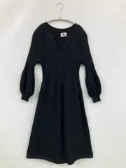 ABITOKYO アビトーキョー ワンピース L ブラック 無地 ひざ丈 長袖 フレア レディースのサムネイル