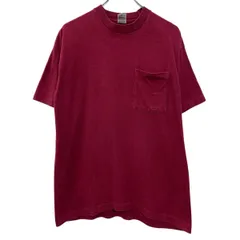 90s USA製 MUNSINGWEAR 半袖 無地 ポケットTシャツ M ワインレッド プルオーバー 90年代 プレーン ポケT シングルステッチ 夏物 a806-7206のサムネイル