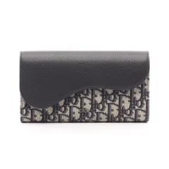ディオール Dior 二つ折り長財布 サドル オブリーク ネイビー/ブラック キャンバス レザー オブリーク サドル ZIP長財布 レディース Used Aのサムネイル