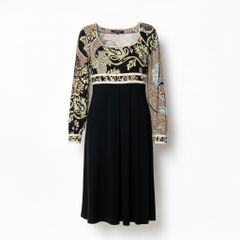 LEONARD レオナール ペイズリー柄 ワンピース カンカン 22d11 LEONARD FASHION レオナール ロングワンピース カンカン素材