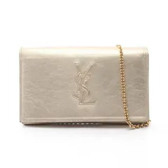 イヴ・サンローラン YVES SAINT LAURENT ショルダーバッグ モノグラム ゴールド レザー チェーンウォレット レディース Used Bのサムネイル