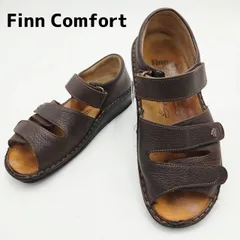 Finn Comfort　フィンコンフォート　サンダル　ベルクロ　シボ加工　外反母趾　38　ダークブラウン/濃茶のサムネイル
